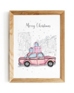 plakat-swiateczny-taksowka-z-prezentami