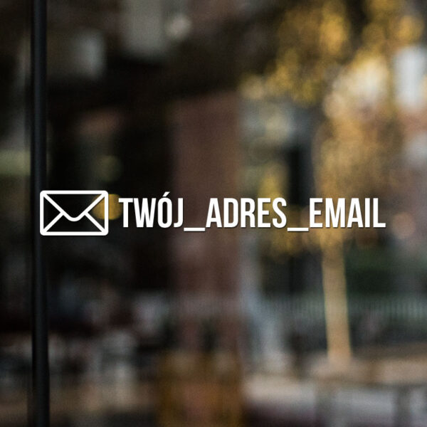 Naklejka wycinana ploterowo z adresem e-mail w02