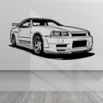 naklejka-na-sciane-nissan-skyline-r34-100x50