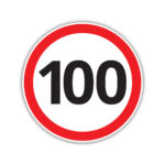 Naklejka informacyjna - Ograniczenie prędkości 100 km/h - 15x15cm