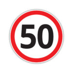 Naklejka informacyjna - Ograniczenie prędkości 50 km/h - 15x15cm