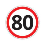 Naklejka informacyjna - Ograniczenie prędkości 80 km/h - 15x15cm