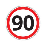Naklejka informacyjna - Ograniczenie prędkości 90 km/h - 15x15cm