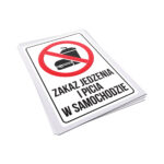Naklejka - Zakaz jedzenia i picia w samochodzie - 10x15cm