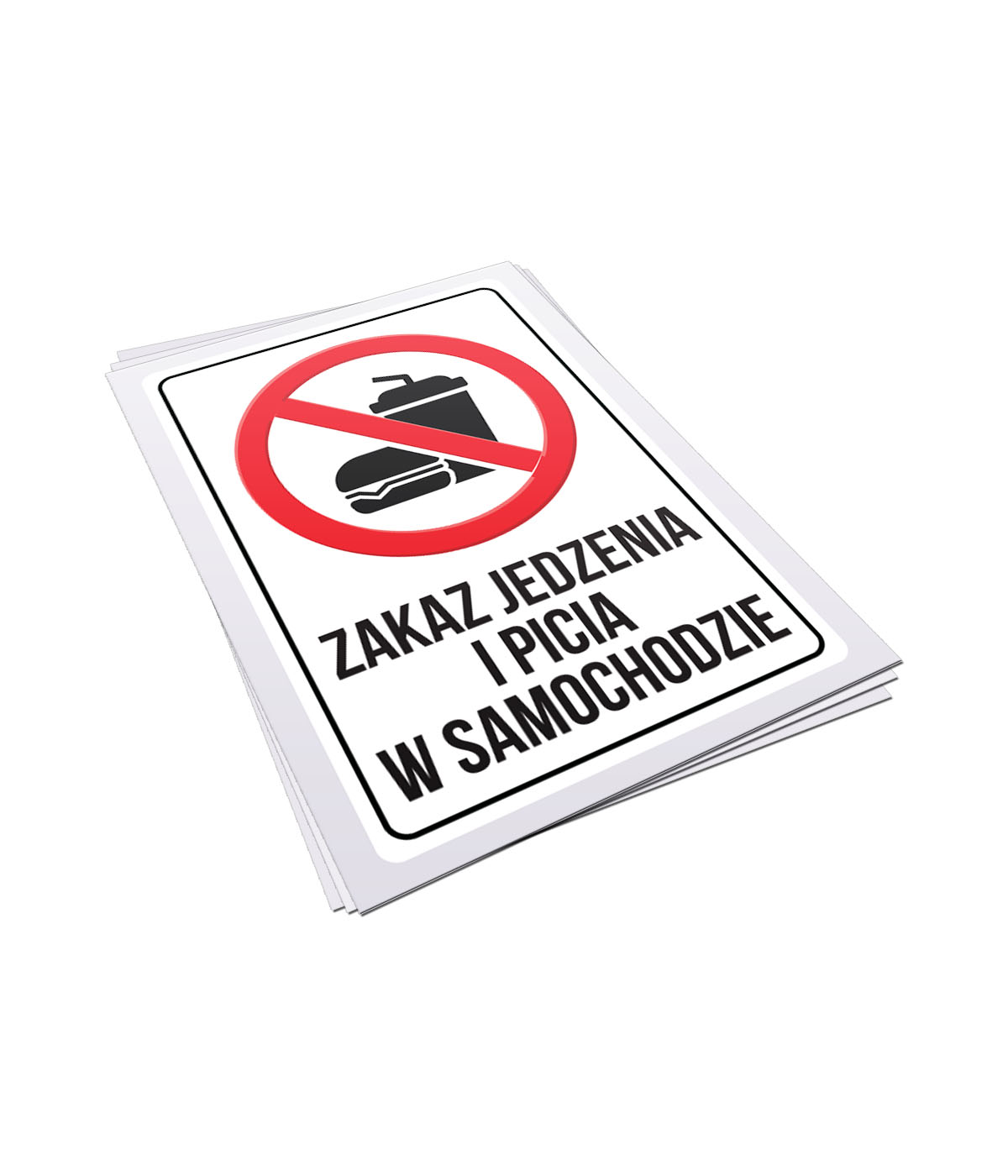Zakaz-jedzeniai-picia-w-samochodzie-10x15cm Naklejka - Zakaz jedzenia i picia w samochodzie - 10x15cm - obrazek 1