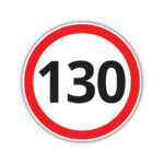 Naklejka informacyjna - Ograniczenie prędkości 130 km/h - 15x15cm