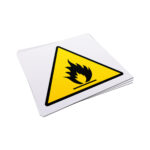 Naklejka ostrzegawcza - Materiały łatwopalne - 10x9cm