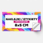 Naklejki i etykiety prostokątne 8×5 cm z własnym nadrukiem